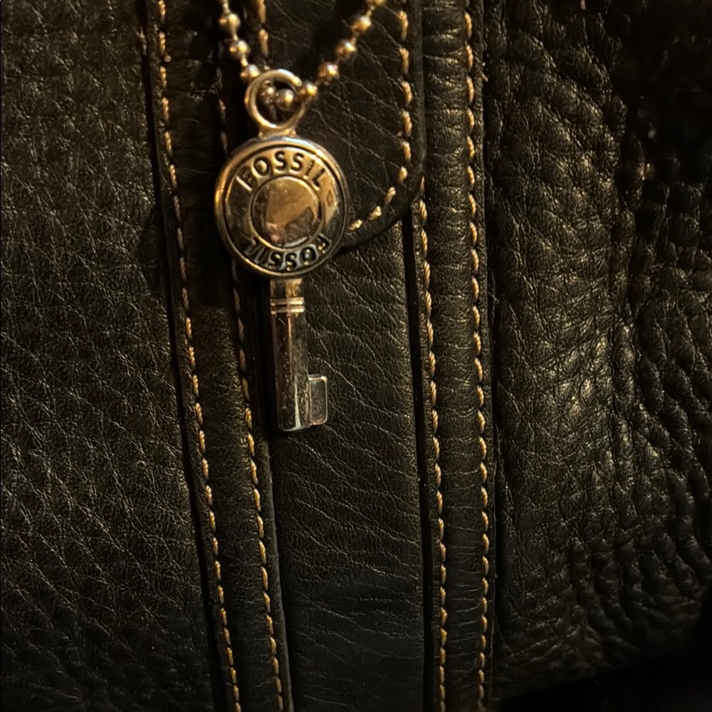 COPY - Fossil Black Leather Clutch with Gold Accents accepting offers